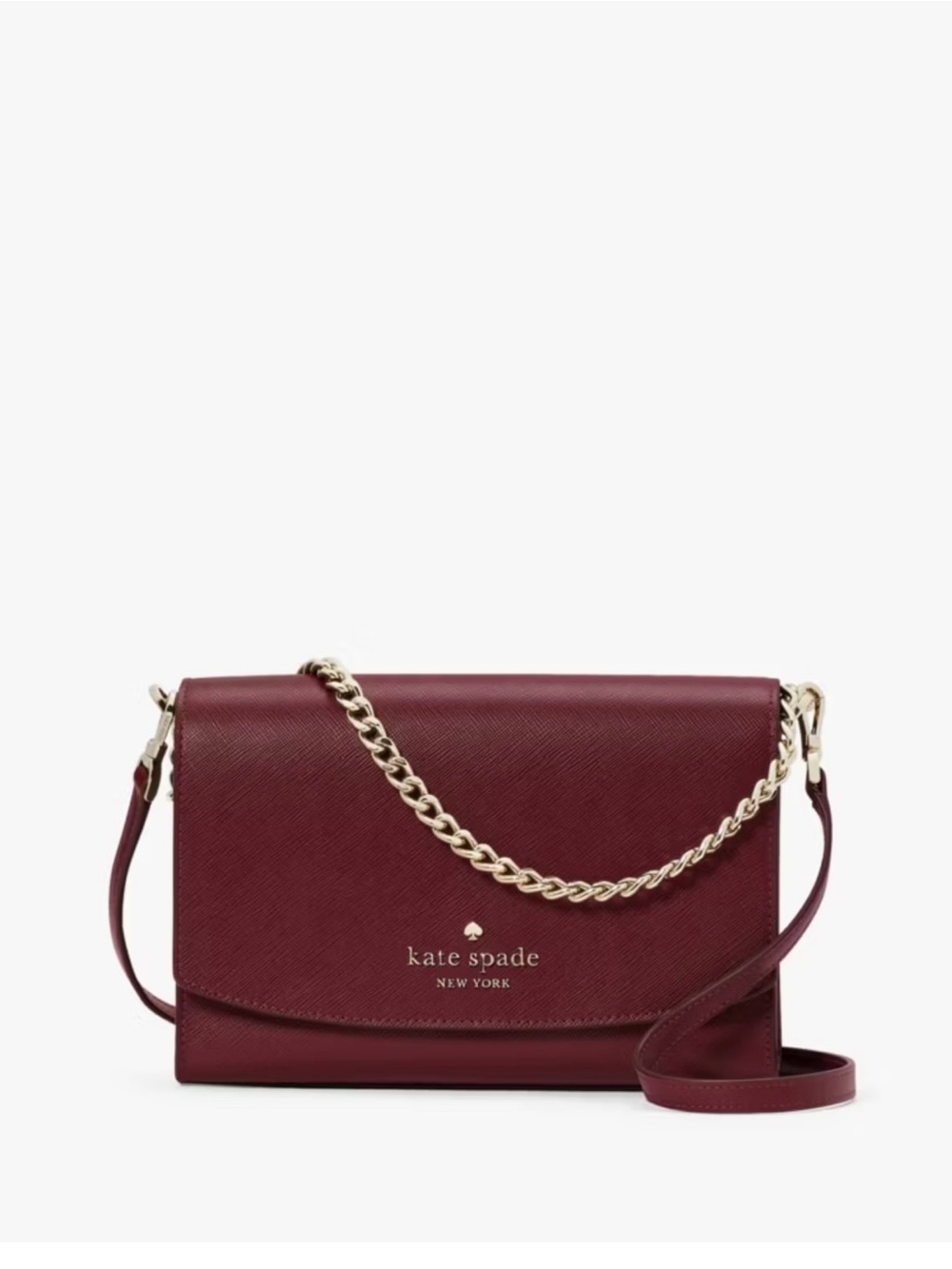 kate spade Burgundy Crossbody/shoulder bag with Gold Chain and Leather Strap